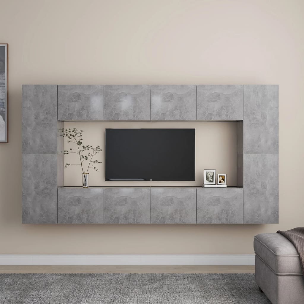 8-Tlg. Tv-Schrank-Set Wandmontage Artisan-Eiche Holzwerkstoff