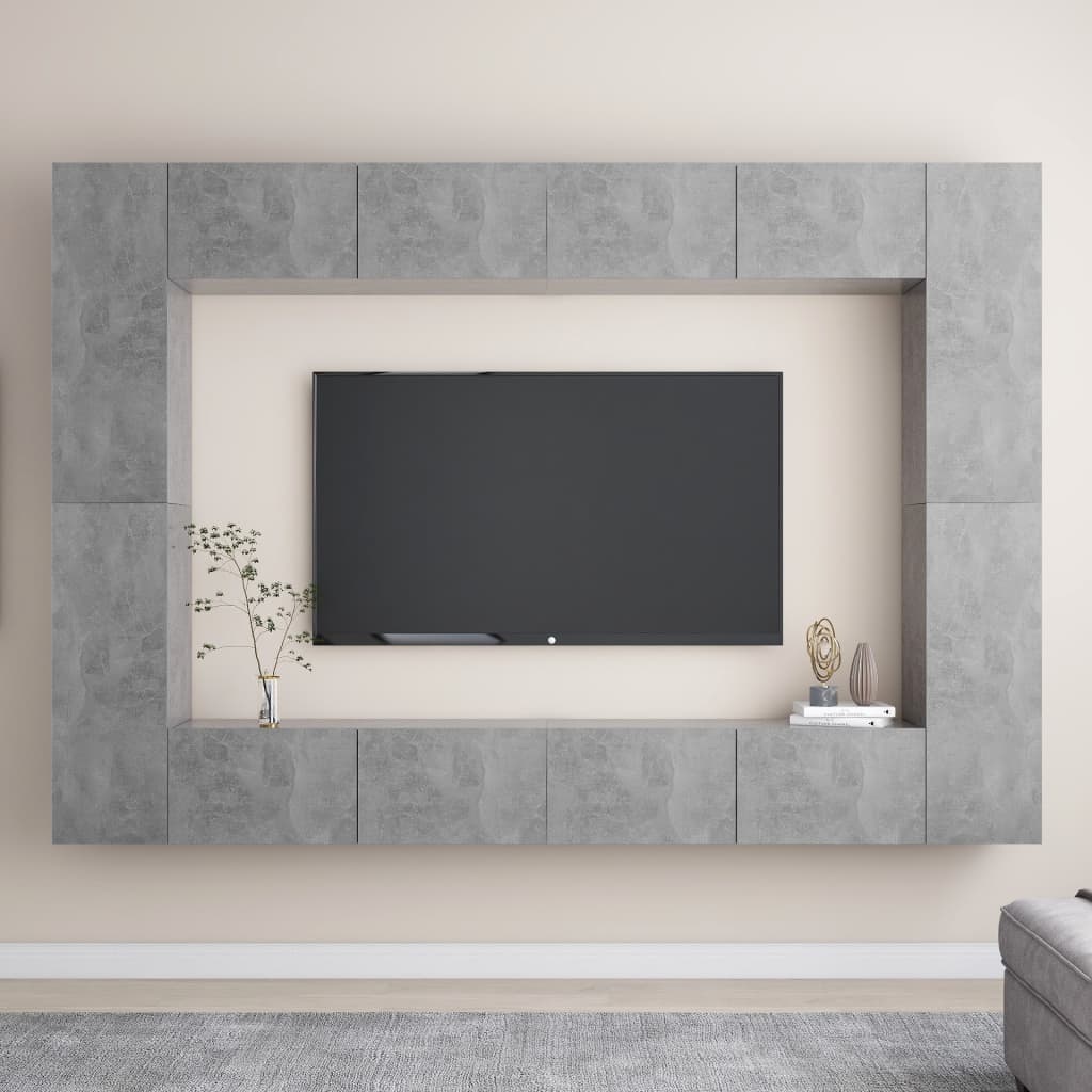 8-Tlg. Tv-Schrank-Set Wandmontage Artisan-Eiche Holzwerkstoff