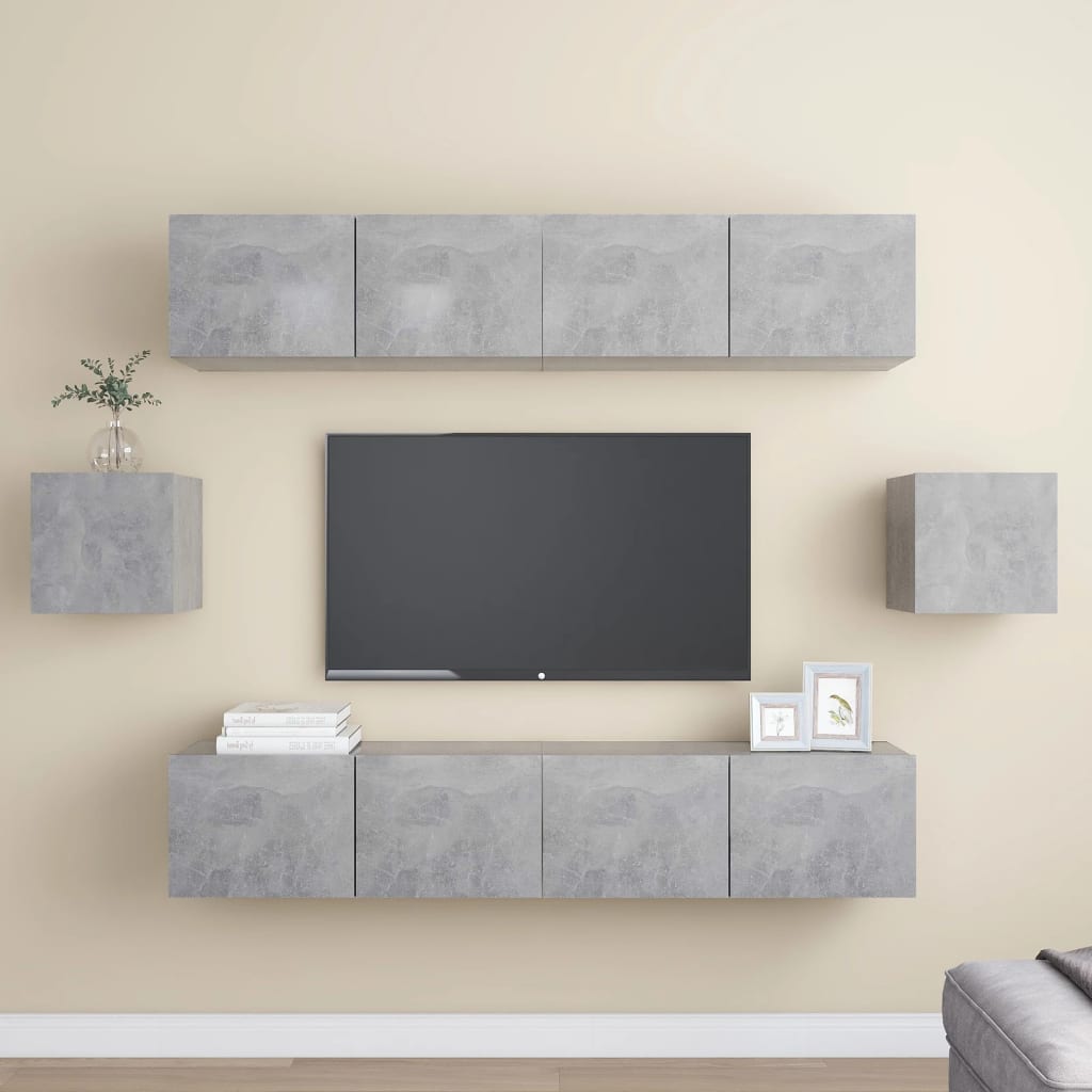 6-Tlg. Tv-Schrank-Set Wandmontage Artisan-Eiche Holzwerkstoff