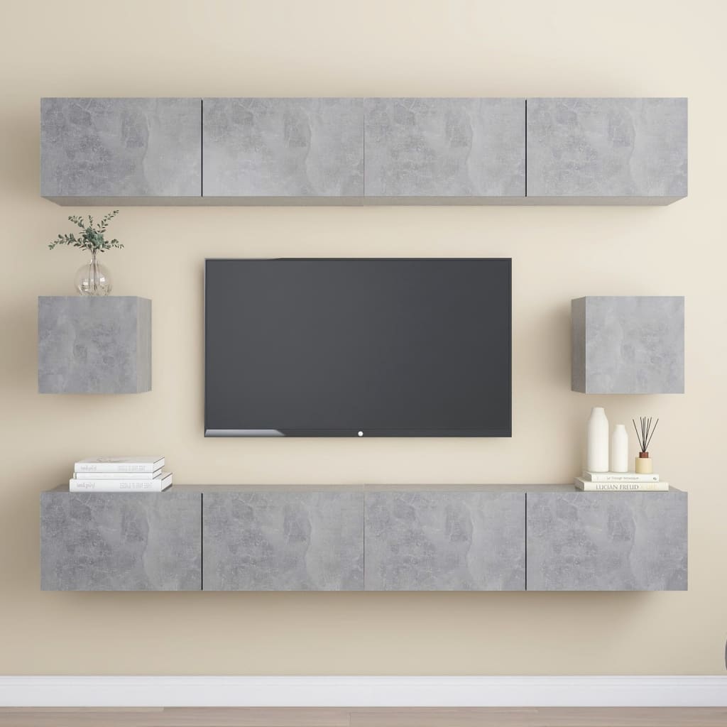 6-Tlg. Tv-Schrank-Set Wandmontage Artisan-Eiche Holzwerkstoff