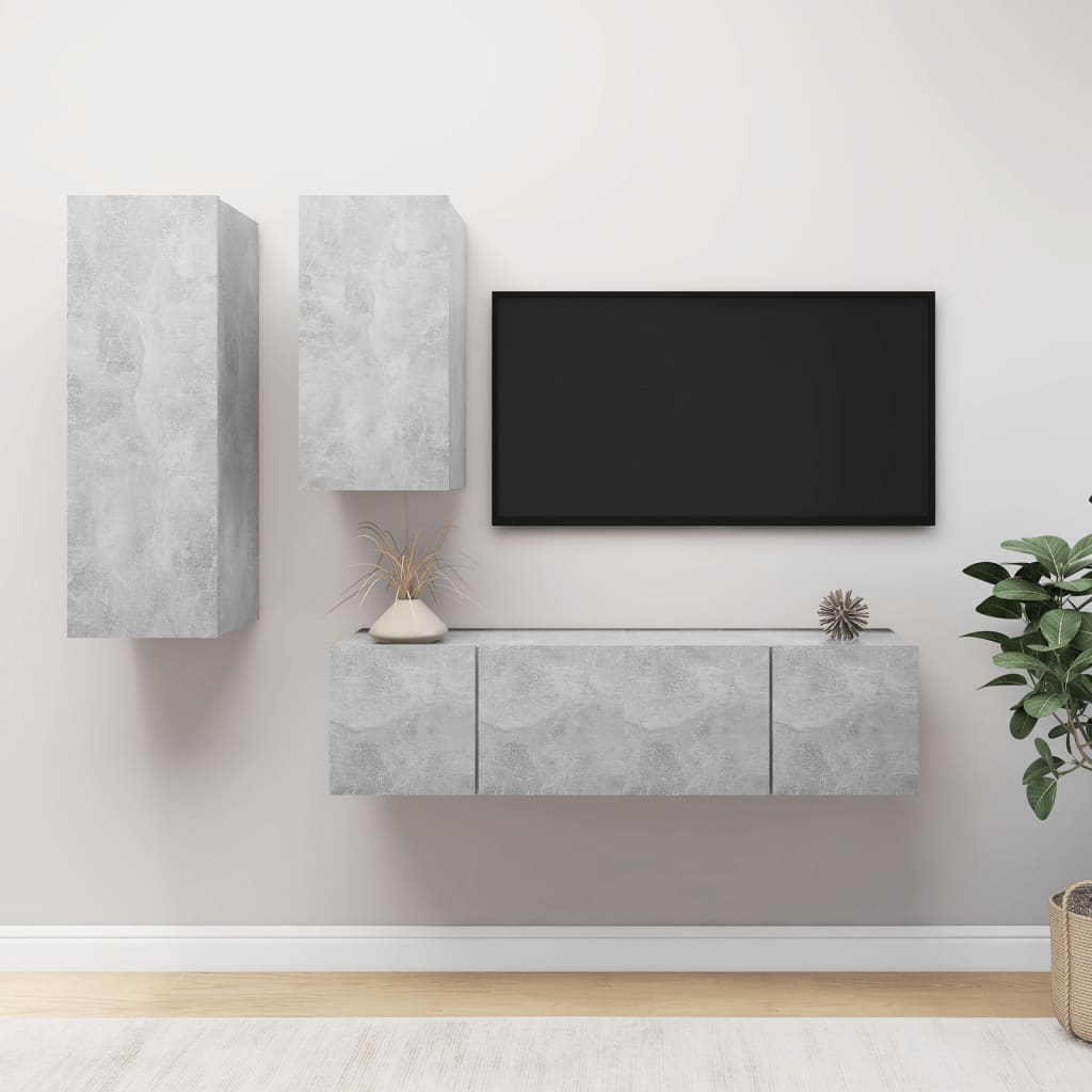 4-Tlg. Tv-Schrank-Set Wandmontage Artisan-Eiche Holzwerkstoff