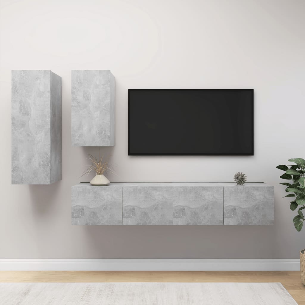 4-Tlg. Tv-Schrank-Set Wandmontage Artisan-Eiche Holzwerkstoff