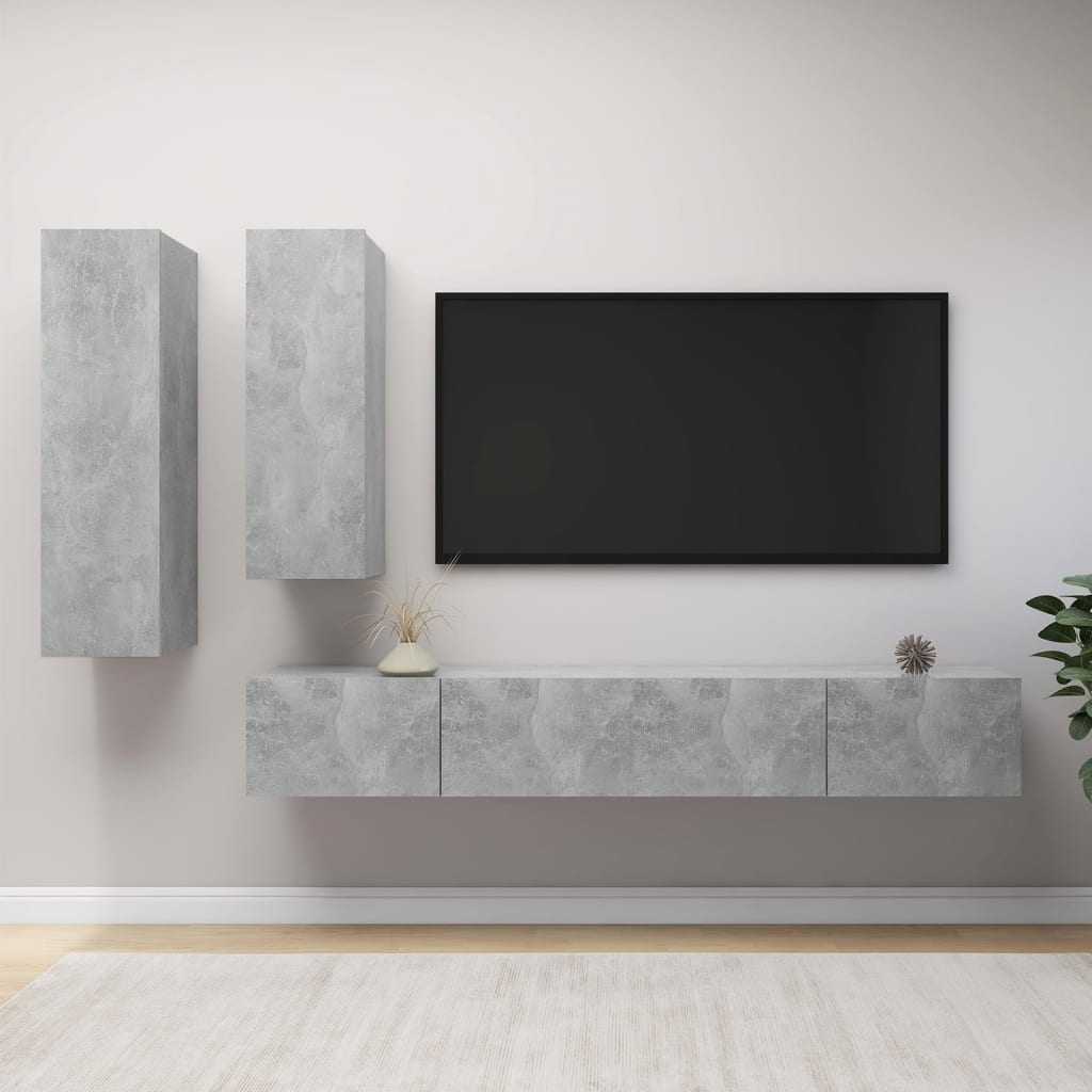 4-Tlg. Tv-Schrank-Set Wandmontage Artisan-Eiche Holzwerkstoff