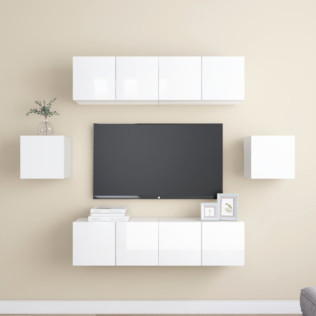 6-Tlg. Tv-Schrank-Set Wandmontage Artisan-Eiche Holzwerkstoff