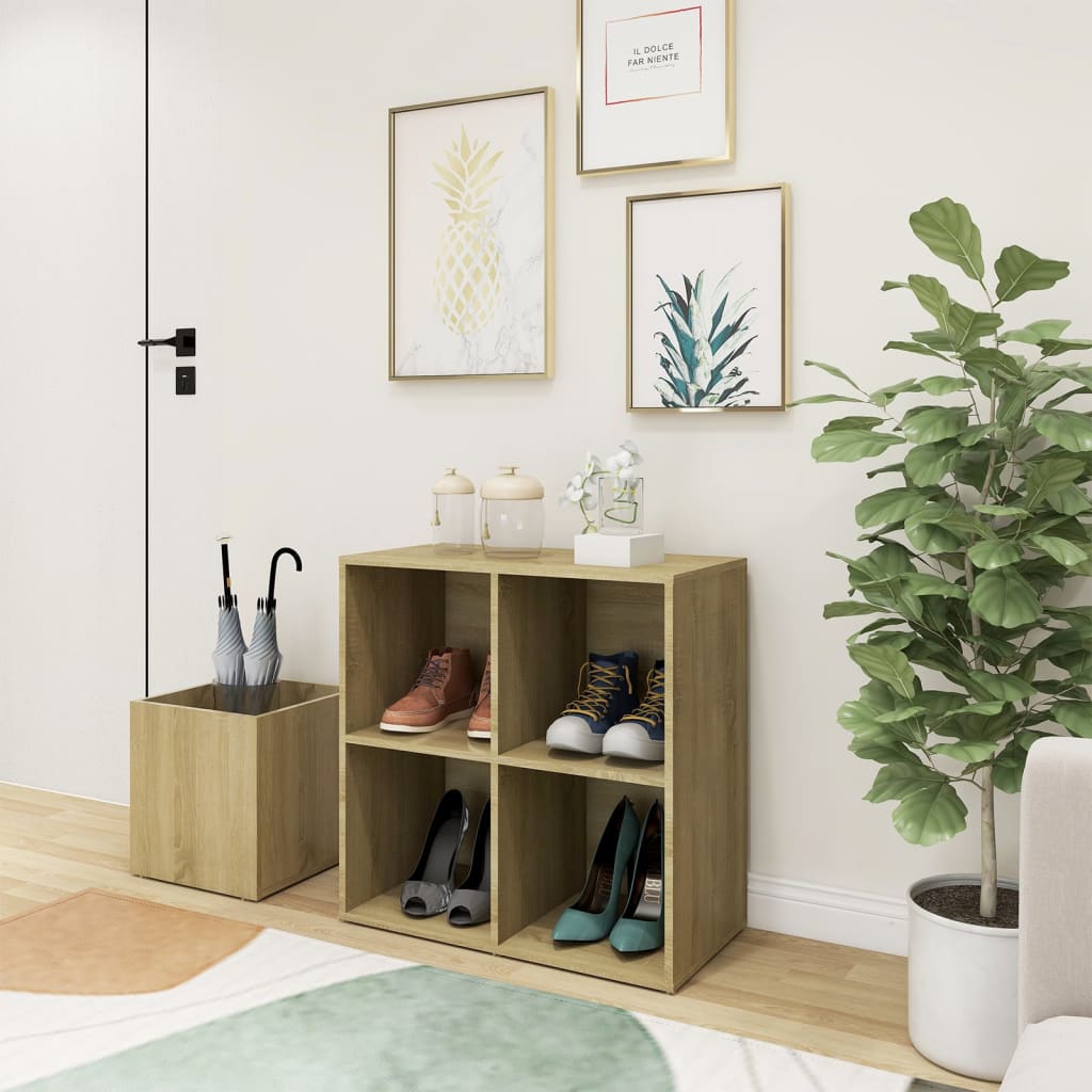 Flur-Schuhschrank Weiß Sonoma Eiche 105X35,5X70Cm Holzwerkstoff