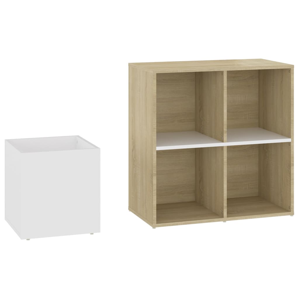 Flur-Schuhschrank Weiß Sonoma Eiche 105X35,5X70Cm Holzwerkstoff
