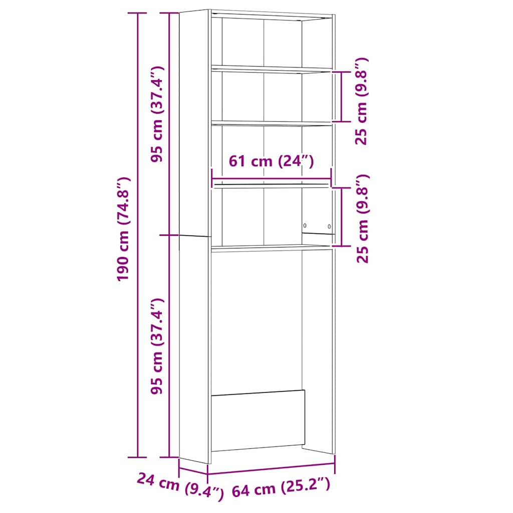 Waschmaschinenschrank 64X24X190 Cm