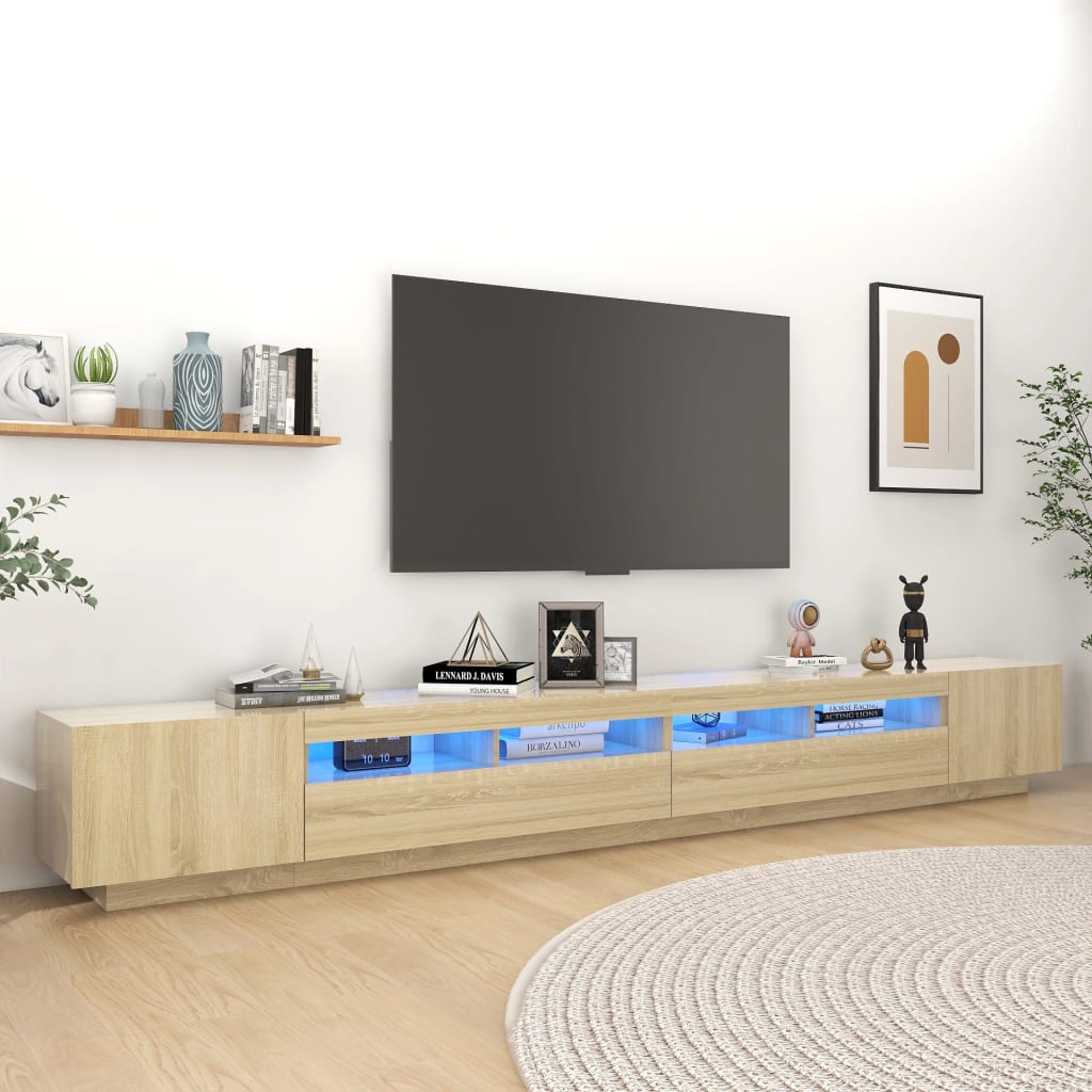Tv-Schrank Mit Led-Leuchten Artisan-Eiche 300X35X40 Cm