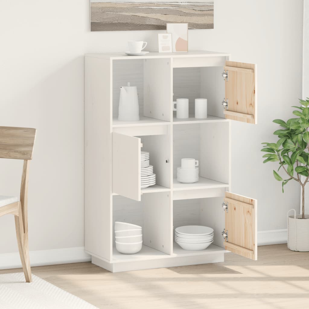 Highboard 74X35X117 Cm Massivholz Kiefer