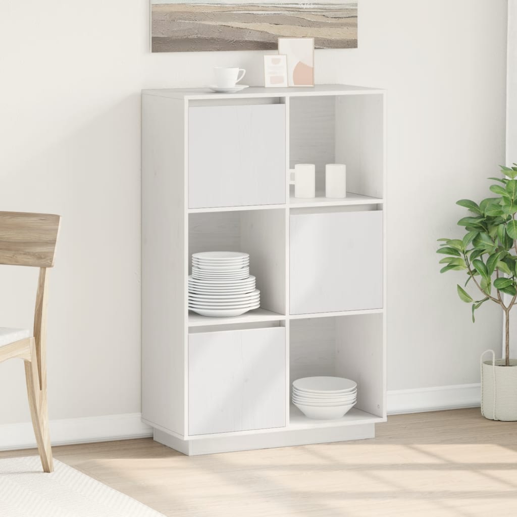 Highboard 74X35X117 Cm Massivholz Kiefer