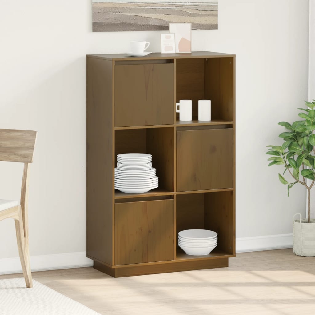 Highboard 74X35X117 Cm Massivholz Kiefer