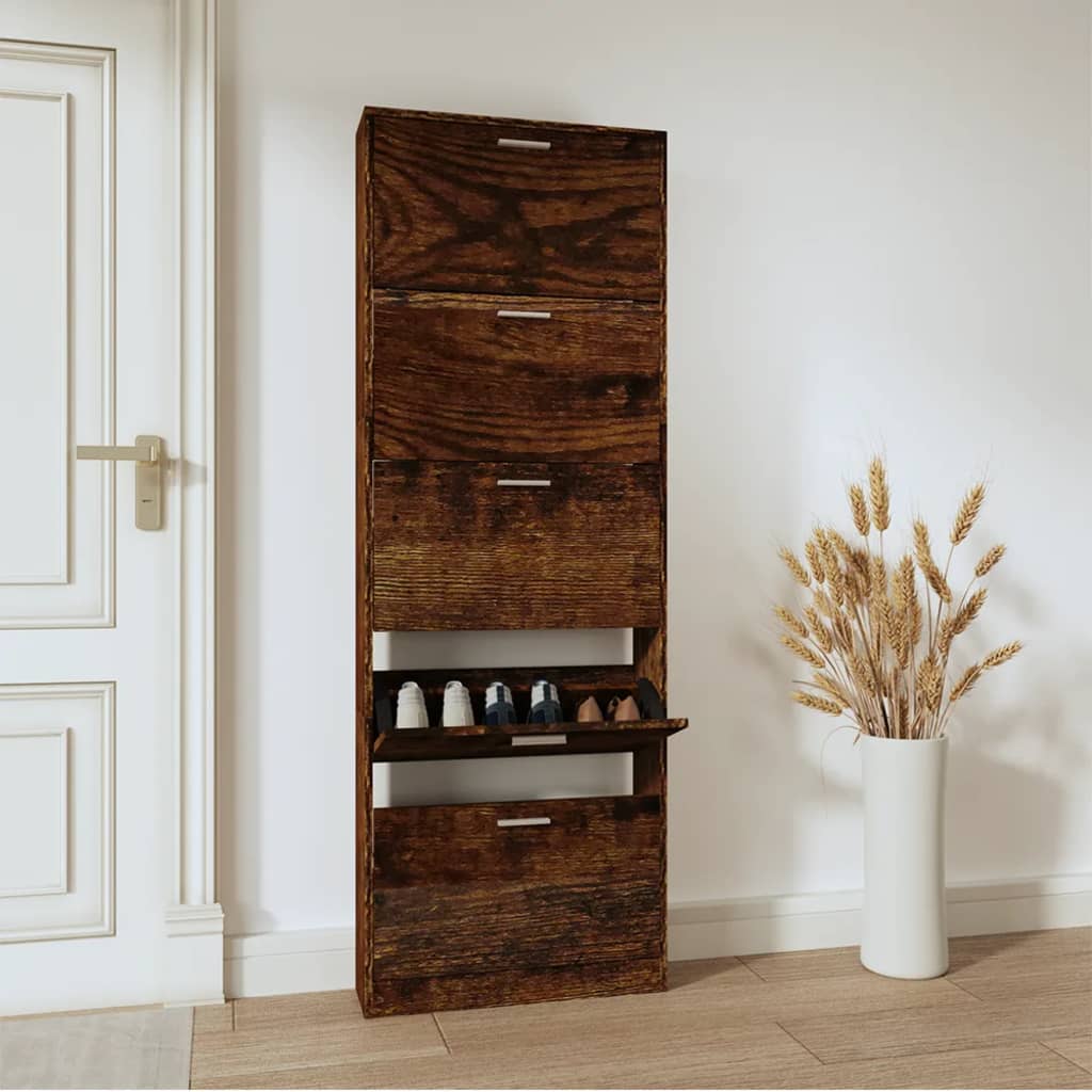 Schuhschrank Mit 5 Schuhkippern Holz