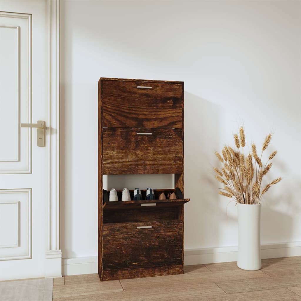 Schuhschrank Mit 5 Schuhkippern Holz