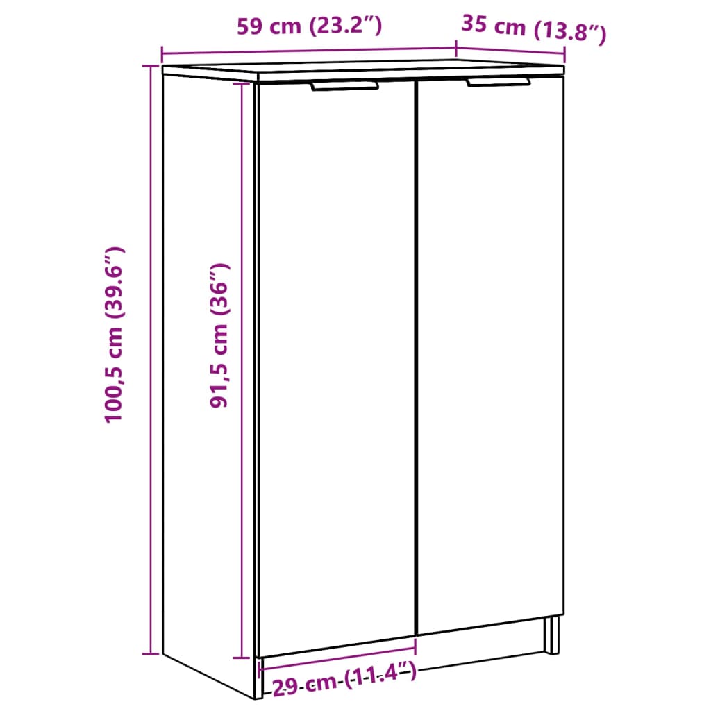 Schuhschrank 59X35X100 Cm Holzwerkstoff
