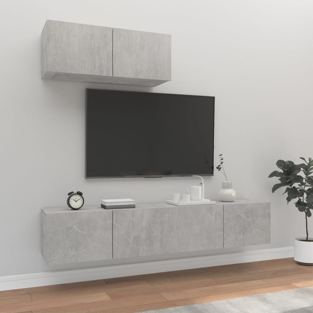 3-Tlg. Tv-Schrank-Set Wandmontage Artisan-Eiche Holzwerkstoff