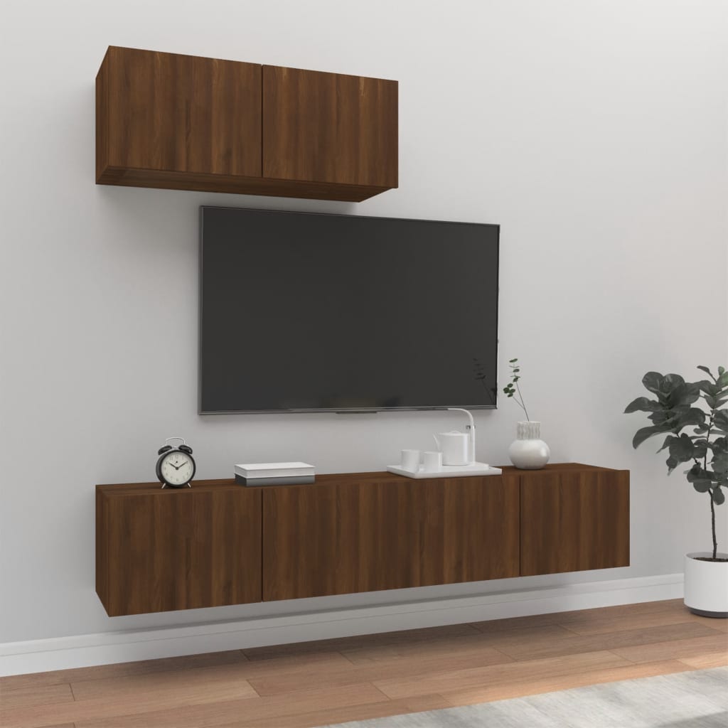 3-Tlg. Tv-Schrank-Set Wandmontage Artisan-Eiche Holzwerkstoff
