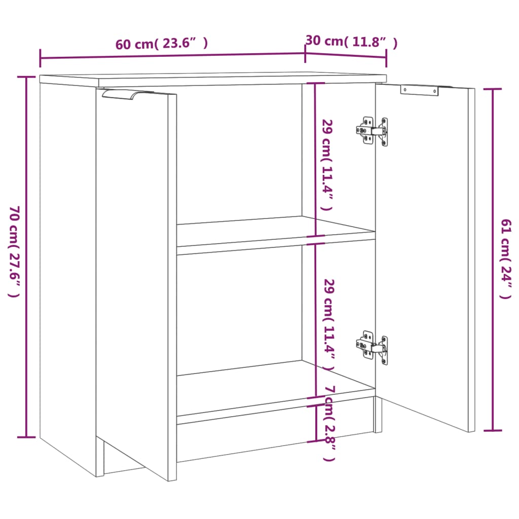Sideboards 2 Stk. 60X30X70 Cm Holzwerkstoff
