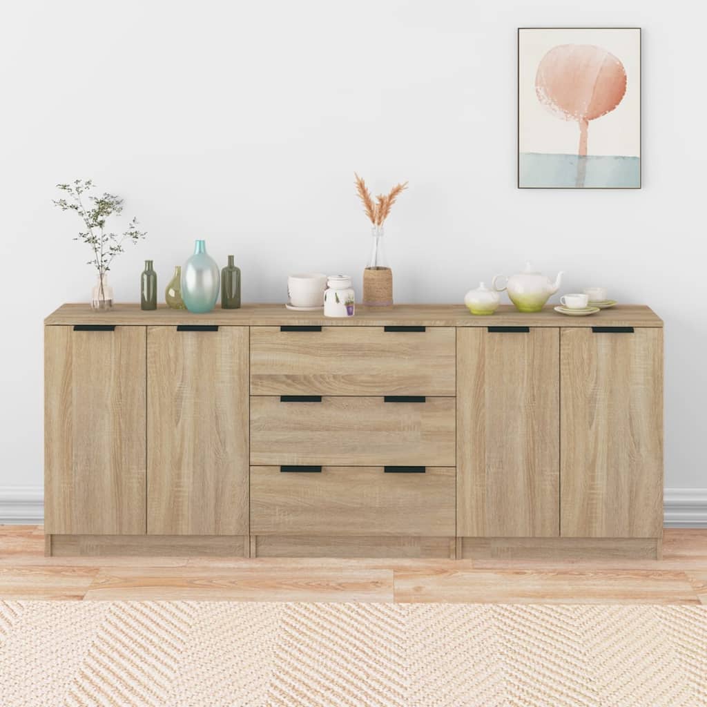 Sideboards 3 Stk. Artisan-Eiche 60X30X70 Cm Holzwerkstoff