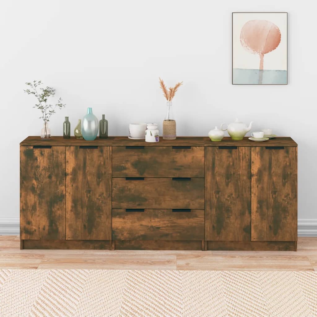 Sideboards 3 Stk. Artisan-Eiche 60X30X70 Cm Holzwerkstoff