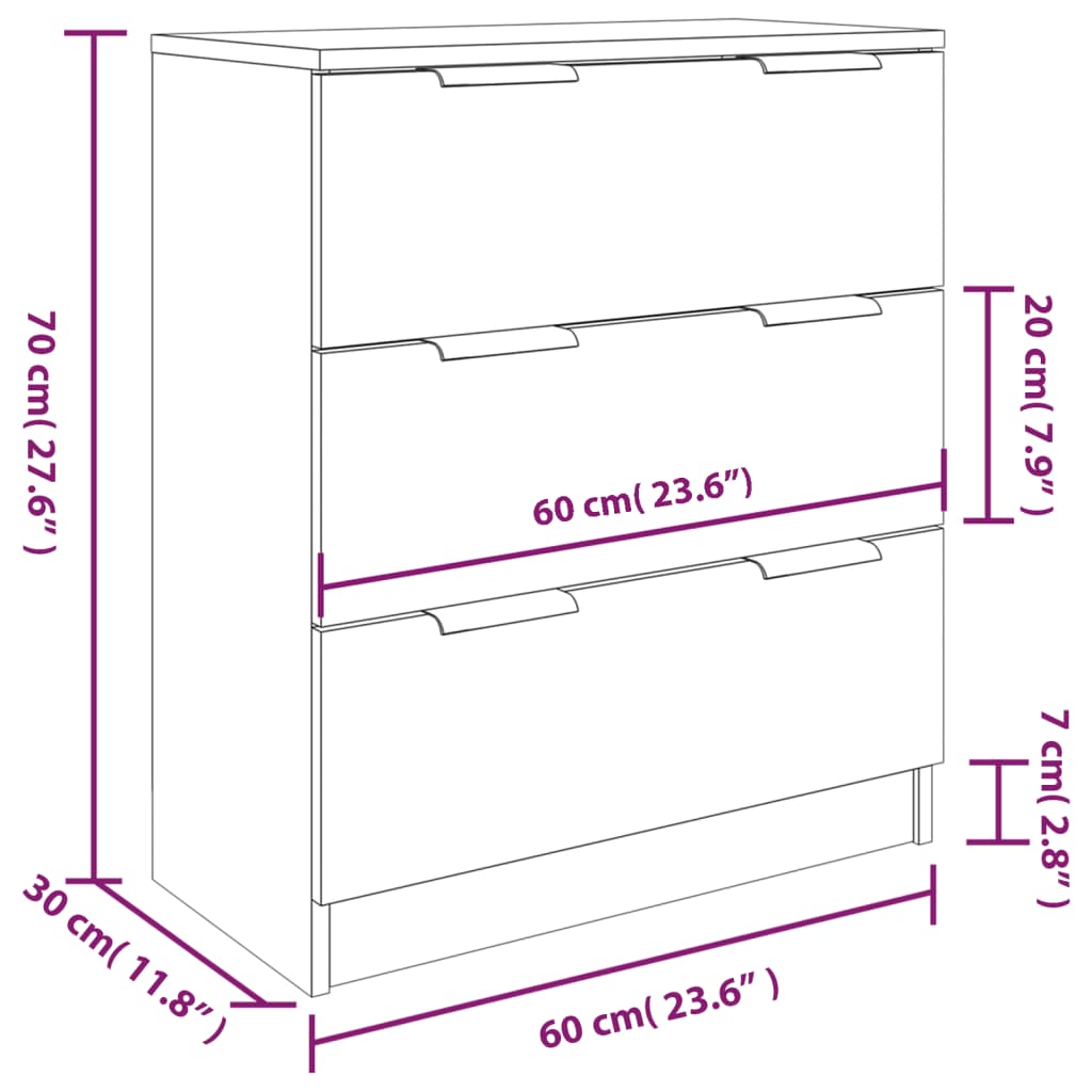 3-Tlg. Sideboard Holzwerkstoff