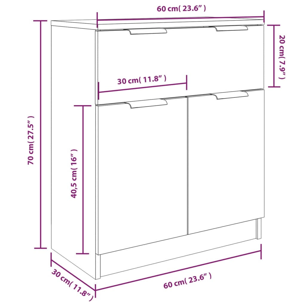 3-Tlg. Sideboard Holzwerkstoff