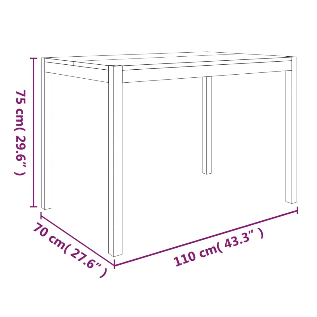 Esstisch 110X70X75 Cm Massivholz Akazie