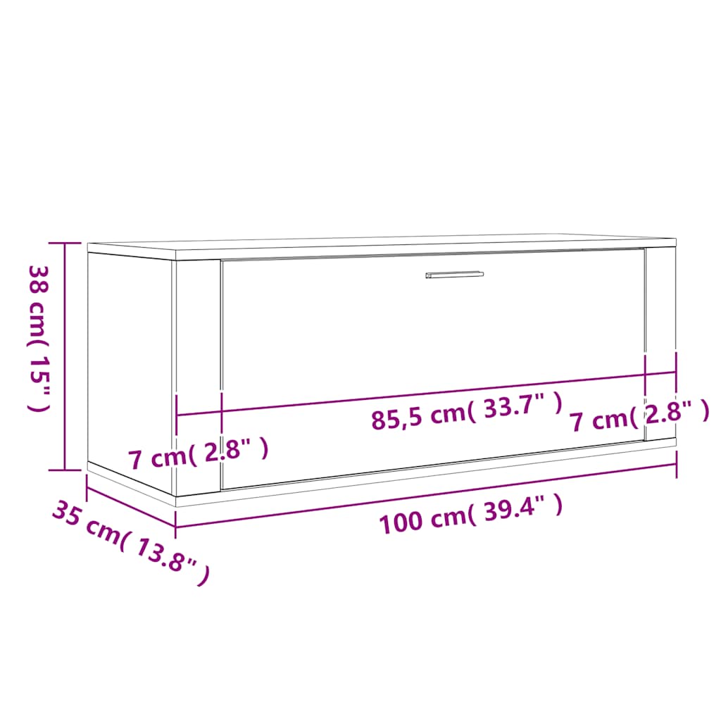 Wand-Schuhschrank Sonoma-Eiche 100X35X38 Cm Holzwerkstoff