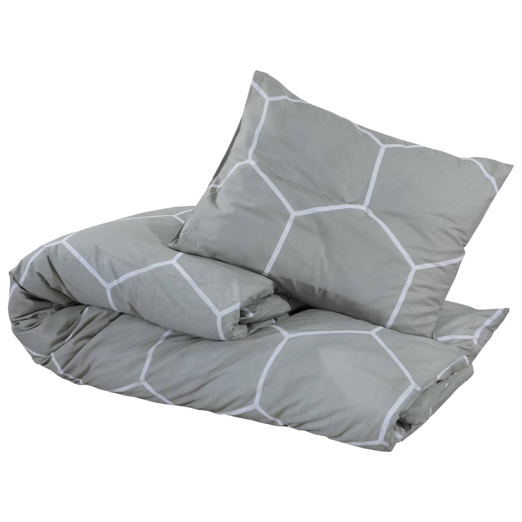 Bettwäsche-Set Grau 135X200 Cm Baumwolle Grau Und Weiß