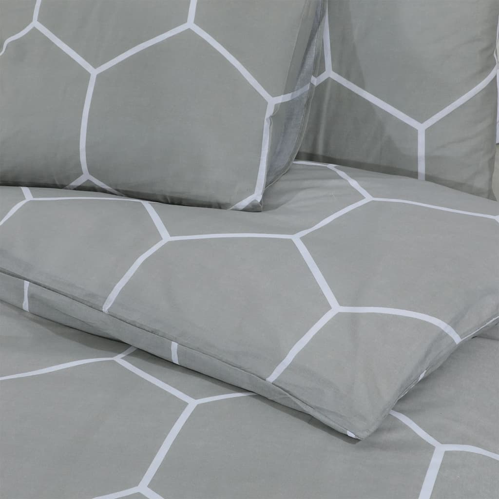 Bettwäsche-Set Grau 135X200 Cm Baumwolle Grau Und Weiß