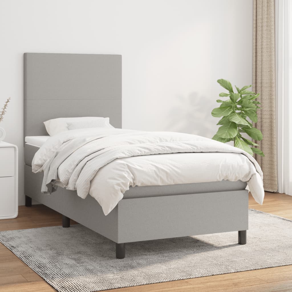 Boxspringbett Mit Matratze Stoff Hellgrau