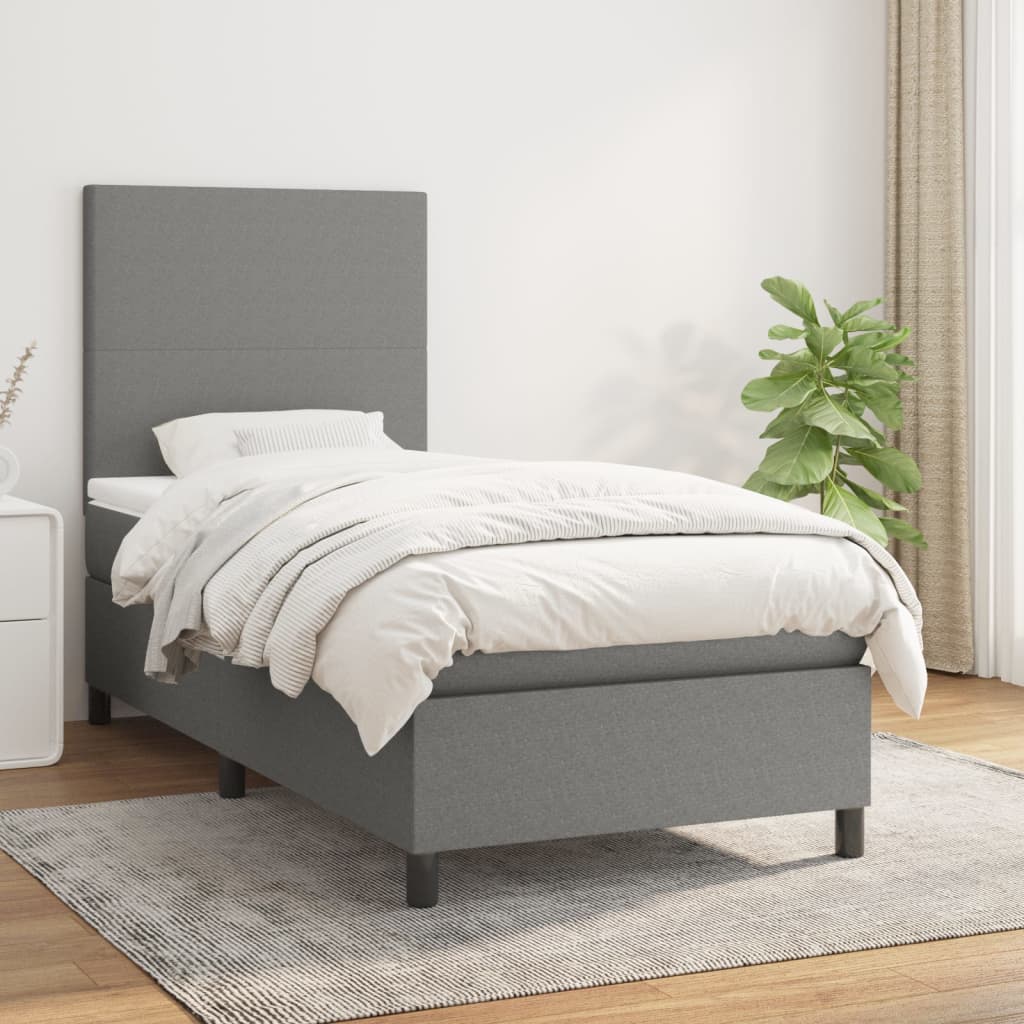 Boxspringbett Mit Matratze Stoff Dunkelgrau