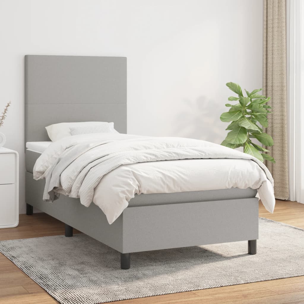 Boxspringbett Mit Matratze Stoff Hellgrau