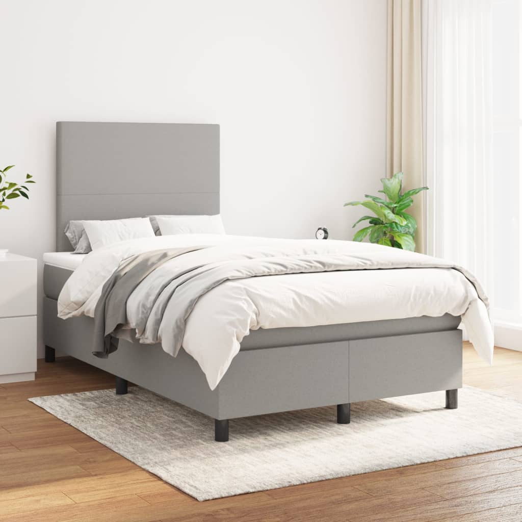 Boxspringbett Mit Matratze Stoff Hellgrau