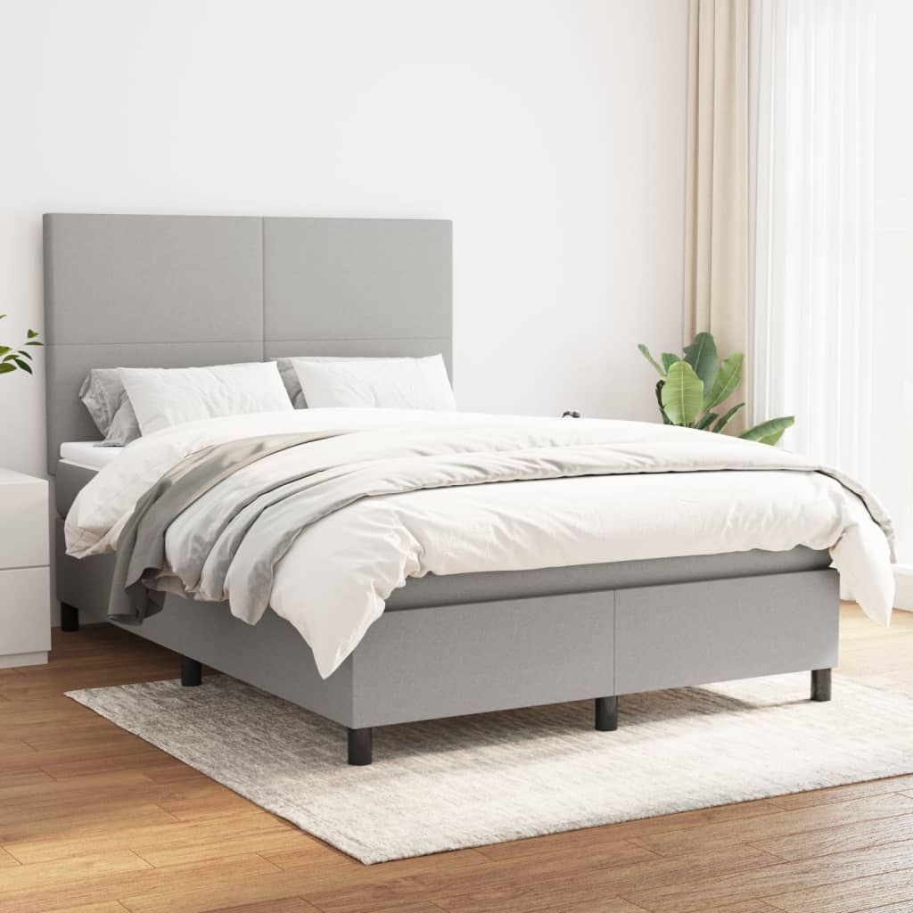 Boxspringbett Mit Matratze Stoff Hellgrau