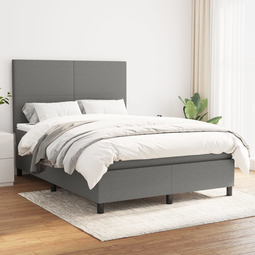 Boxspringbett Mit Matratze Stoff Dunkelgrau