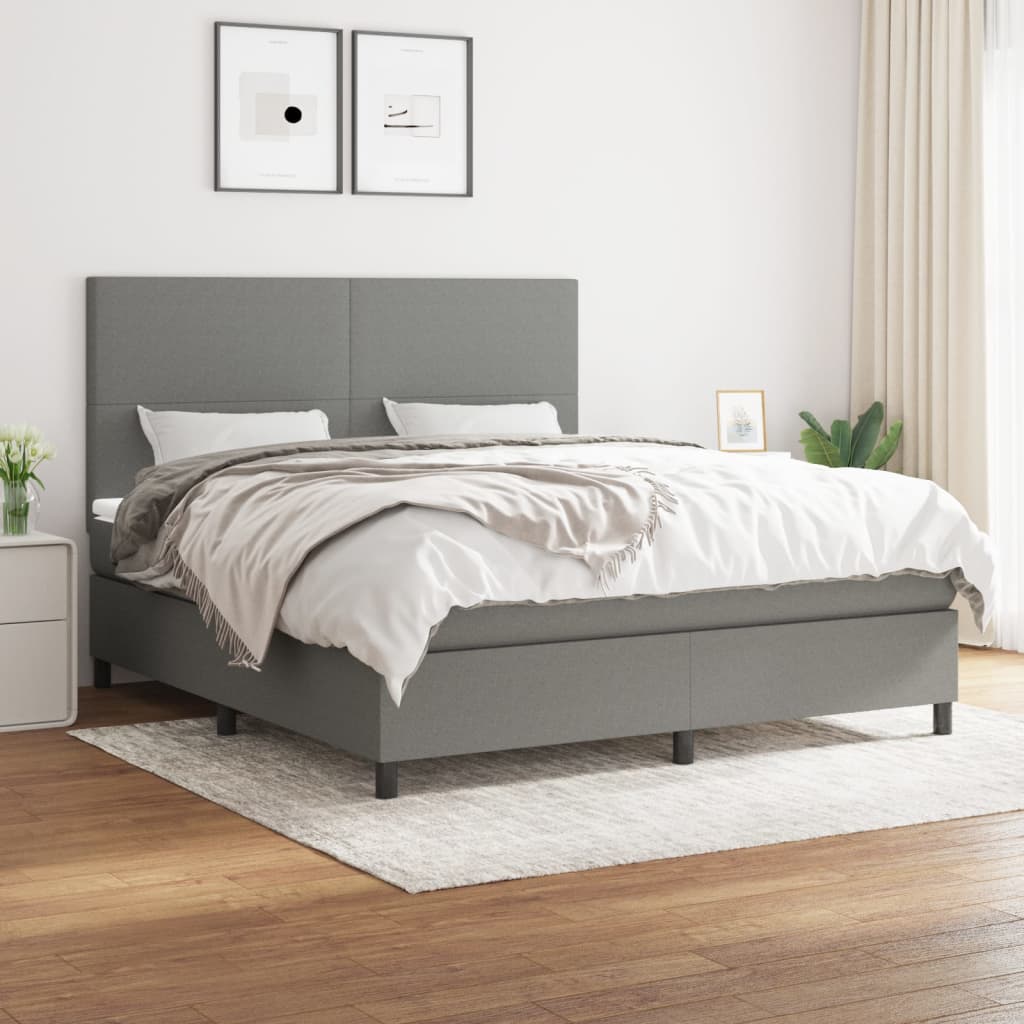 Boxspringbett Mit Matratze Stoff Dunkelgrau
