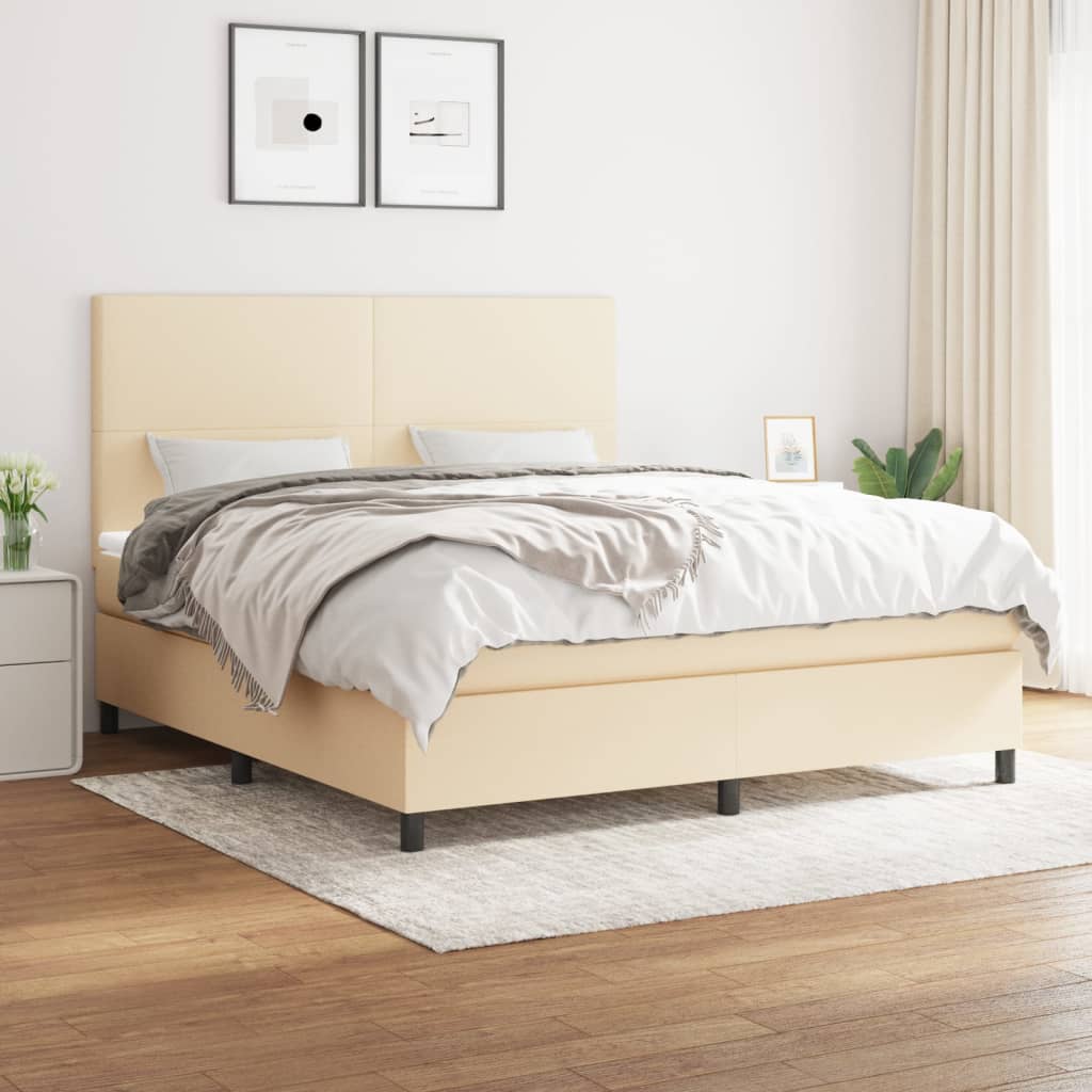 Boxspringbett Mit Matratze Stoff Creme