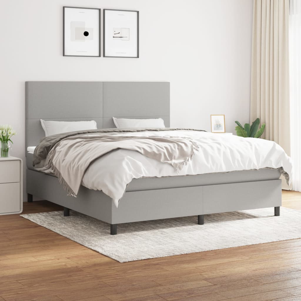 Boxspringbett Mit Matratze Stoff Hellgrau