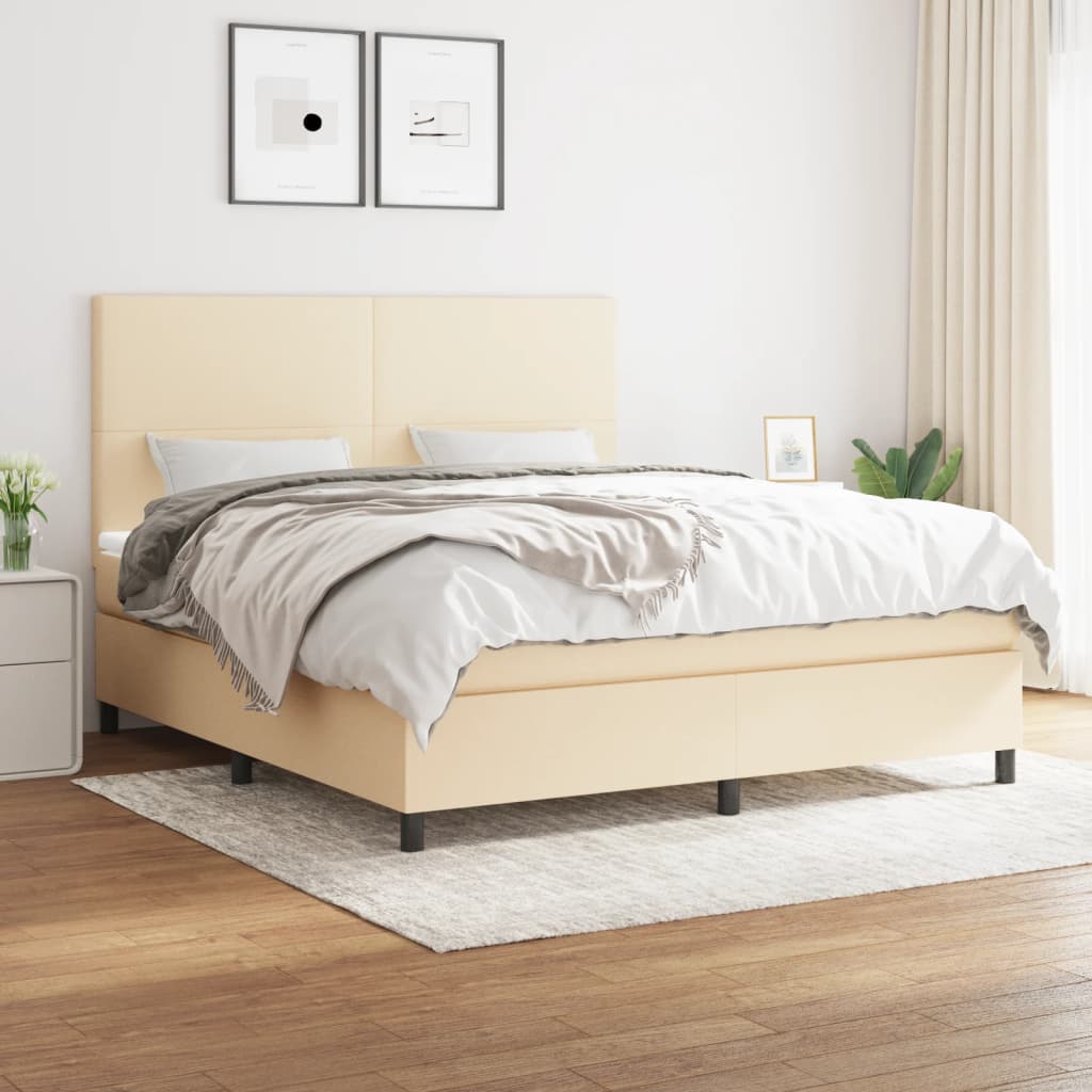 Boxspringbett Mit Matratze Stoff Creme