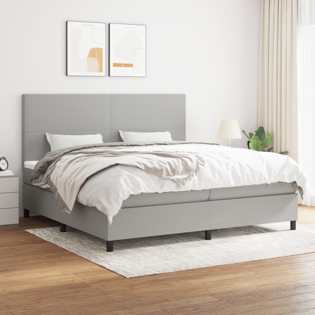Boxspringbett Mit Matratze Stoff Hellgrau