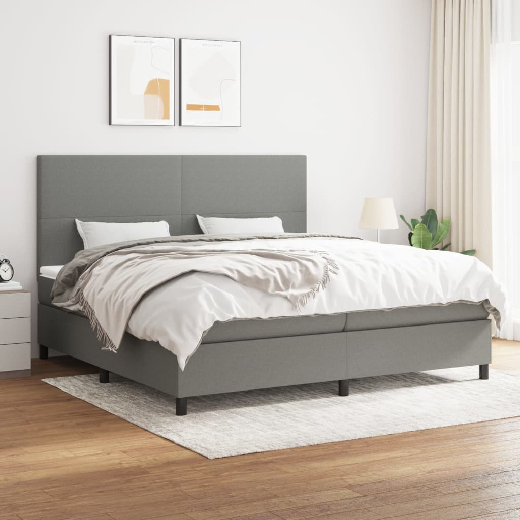 Boxspringbett Mit Matratze Stoff Dunkelgrau