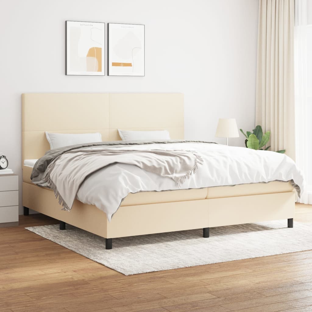 Boxspringbett Mit Matratze Stoff Creme