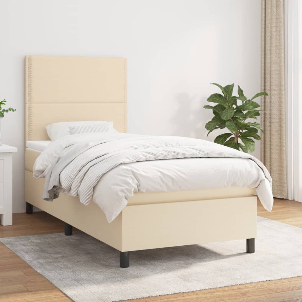 Boxspringbett Mit Matratze Stoff Creme