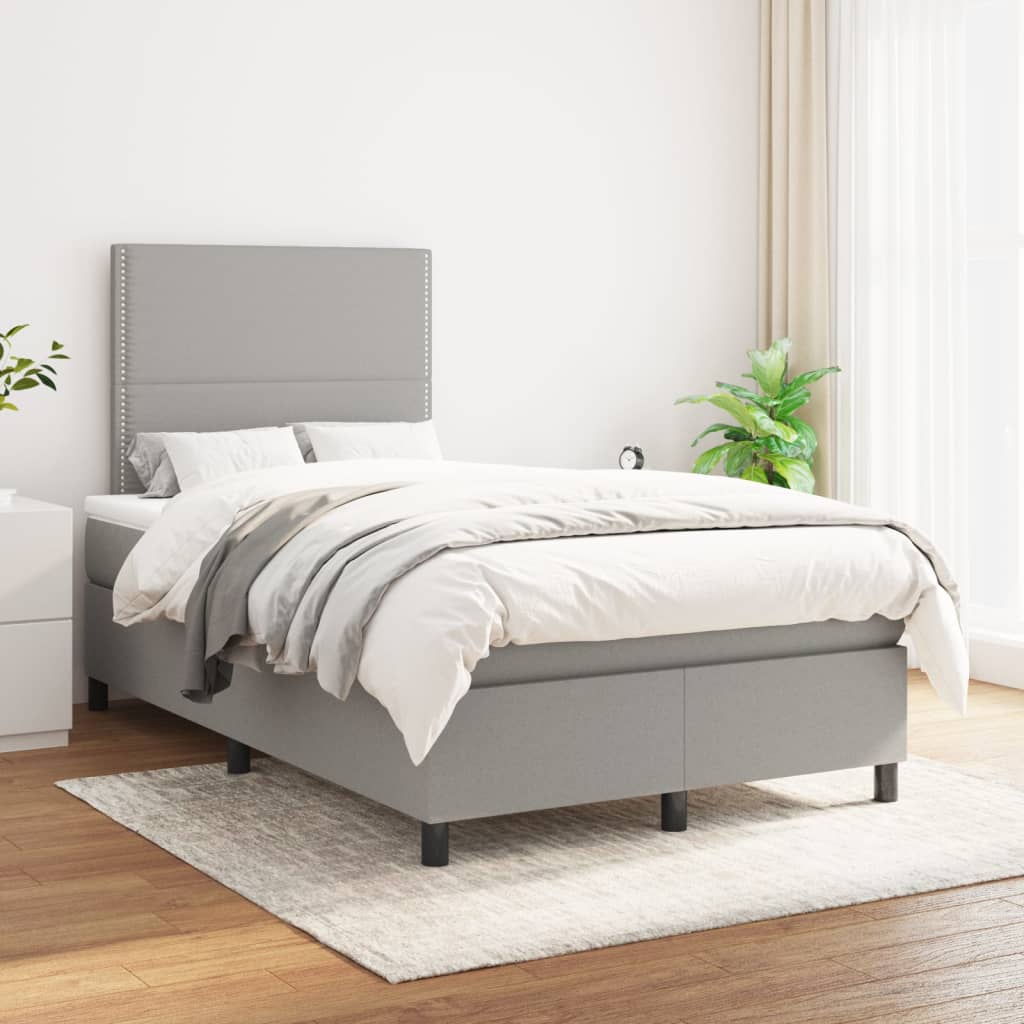 Boxspringbett Mit Matratze Stoff Hellgrau