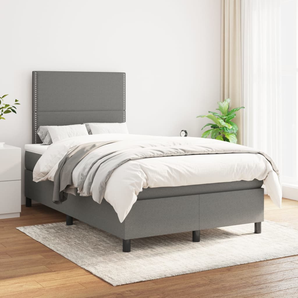 Boxspringbett Mit Matratze Stoff Dunkelgrau
