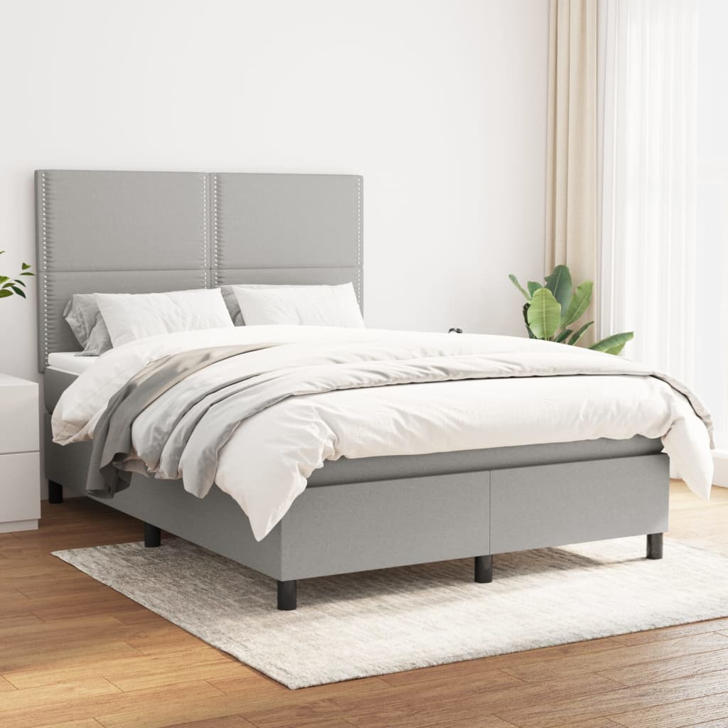 Boxspringbett Mit Matratze Stoff Hellgrau