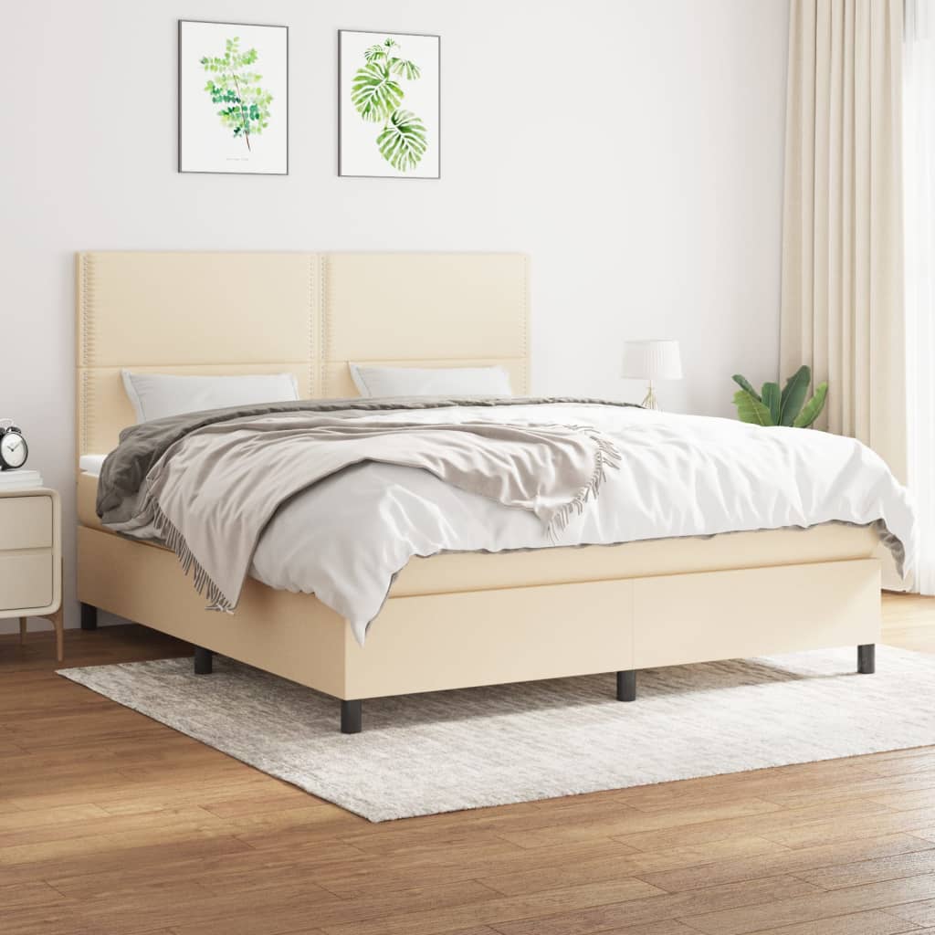 Boxspringbett Mit Matratze Stoff Creme