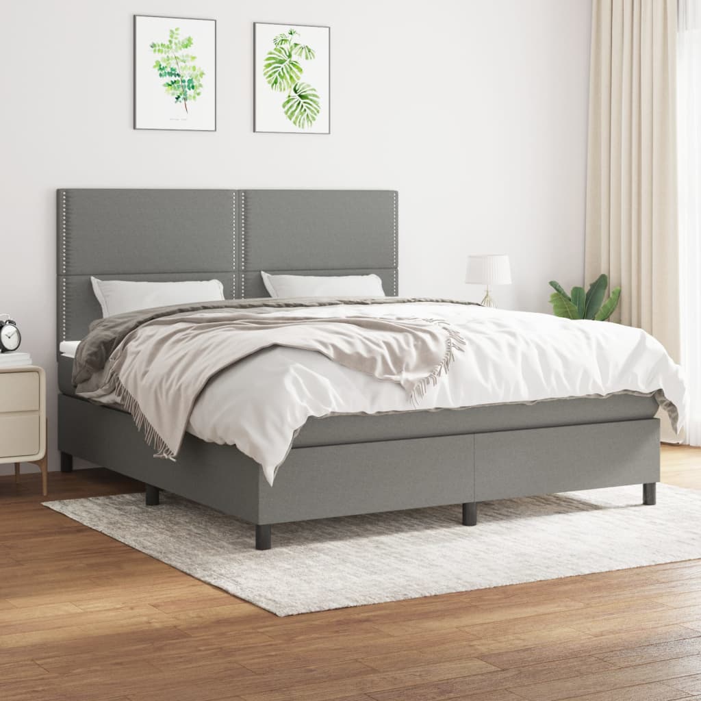 Boxspringbett Mit Matratze Stoff Dunkelgrau