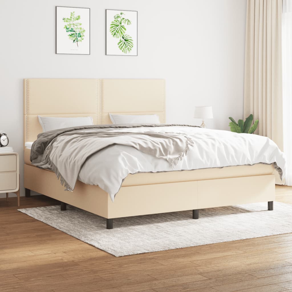 Boxspringbett Mit Matratze Stoff Creme