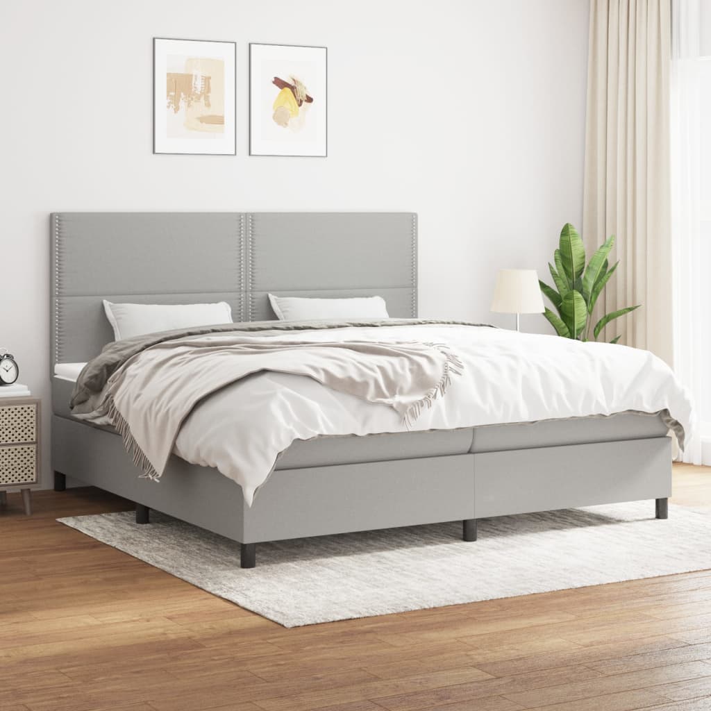 Boxspringbett Mit Matratze Stoff Hellgrau